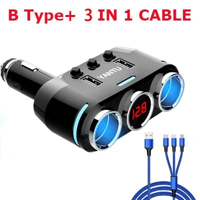 12V-24V Car splitter Cigarette Lighter Socket Plug Dual USB Charger Adapter