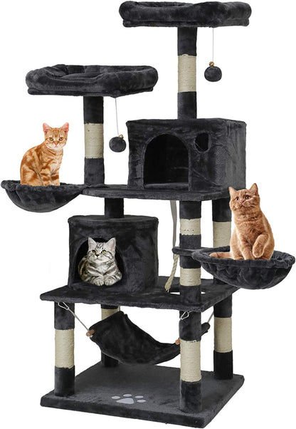 Large Indoor Cat Tree, Cat Tower, Cat Apartment, Cat Habitat, Multi-Level Cat Activity Center with Plush Balls