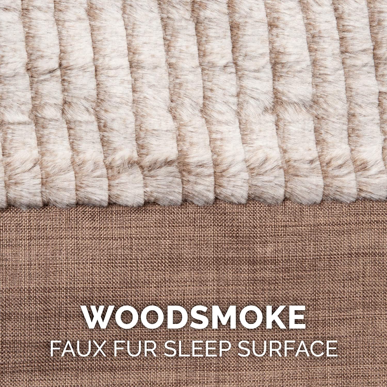 Orthopedic Dog Bed for Large Dogs W/ Removable Bolsters &amp; Washable Cover, for Dogs up to 95 Lbs - Luxe Faux Fur &amp; Performance Linen Sofa - Woodsmoke, Jumbo/Xl