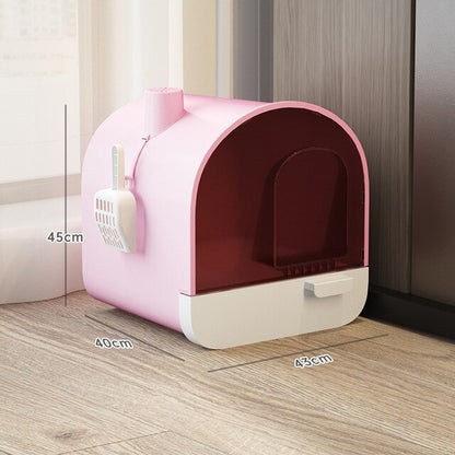 Fully Enclosed Cat Litter Box Oversized Deodorant Cat Toilet Internet Celebrity Drawer Cat Poop Basin Anti-Sand Anti-Splash