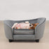 Pet Sofa Bed, Velvet & Linen Fabric Pet Couch Chair with Removeable & Washable Cushion for Small Dogs Cats (Light Gray)