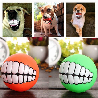 Rubber Squeaky Teeth Ball Dog Chew Toy