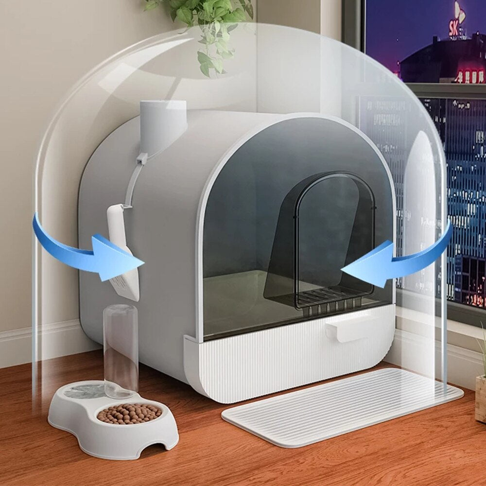 Fully Enclosed Cat Litter Box Oversized Deodorant Cat Toilet Internet Celebrity Drawer Cat Poop Basin Anti-Sand Anti-Splash