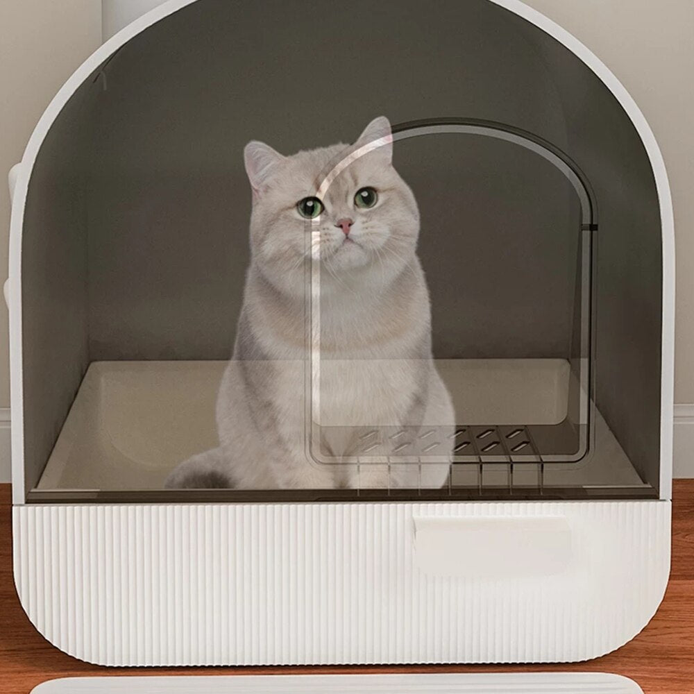 Fully Enclosed Cat Litter Box Oversized Deodorant Cat Toilet Internet Celebrity Drawer Cat Poop Basin Anti-Sand Anti-Splash