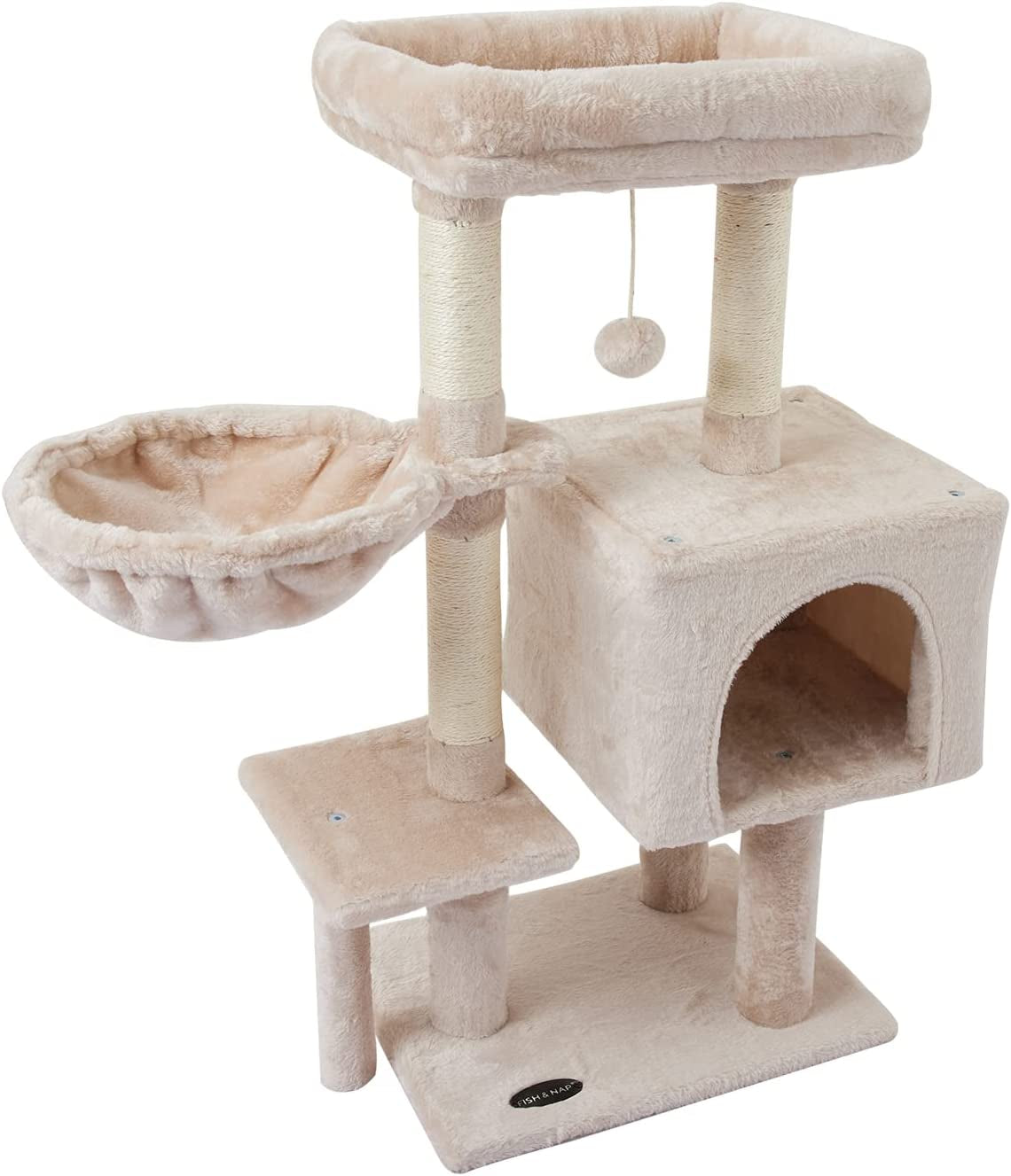 US09M Cute Cat Tree Kitten Cat Tower for Indoor Cat Condo Sisal Scratching Posts with Jump Platform Cat Furniture Activity Center Play House Beige