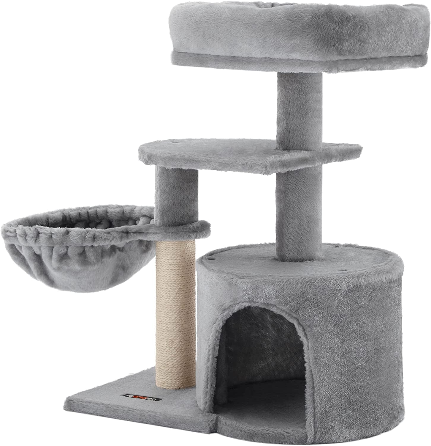 Cat Tree, Small Cat Tower, Cat Condo, Kitten Activity Center with Scratching Post, Basket, Cave, Light Gray UPCT59W