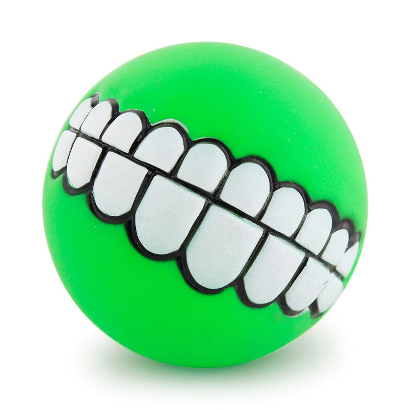 Rubber Squeaky Teeth Ball Dog Chew Toy