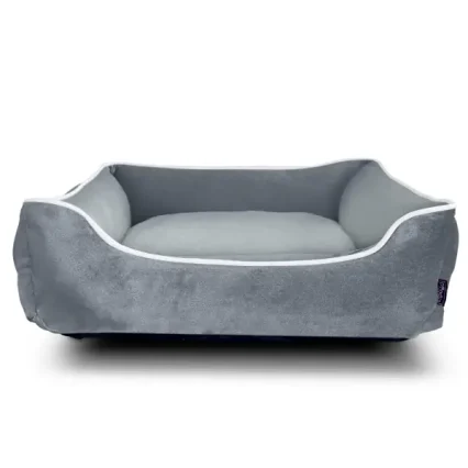 Luxe Grey Velvet Dog Bed